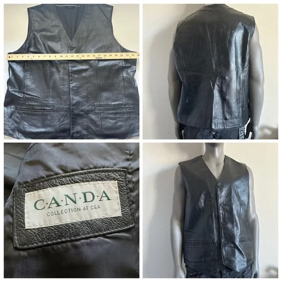 Canda men’s leather vest - Picture 3 of 12